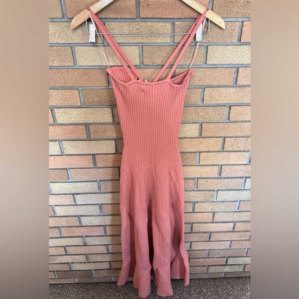 NWT Anna Quan Galina Rib-Knit Halter Midi Dress in Watermelon Size 8 - Picture 6 of 10